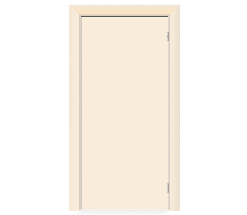 Влагостойкая дверь ПВХ EtaDoor глухая кремовая маятниковая одностворчатая с ПВХ кромкой