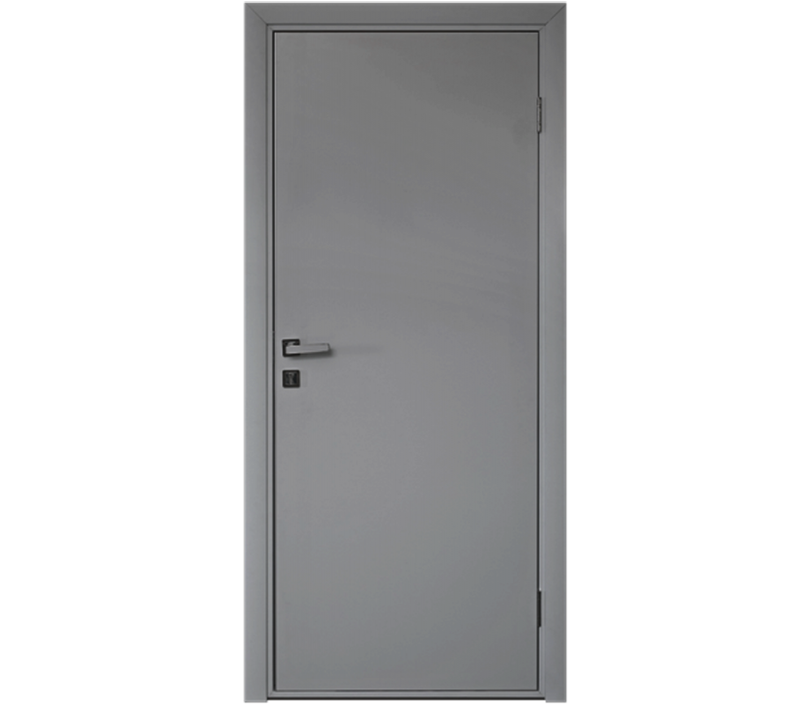 Влагостойкая дверь ПВХ EtaDoor глухая серая одностворчатая с ПВХ кромкой