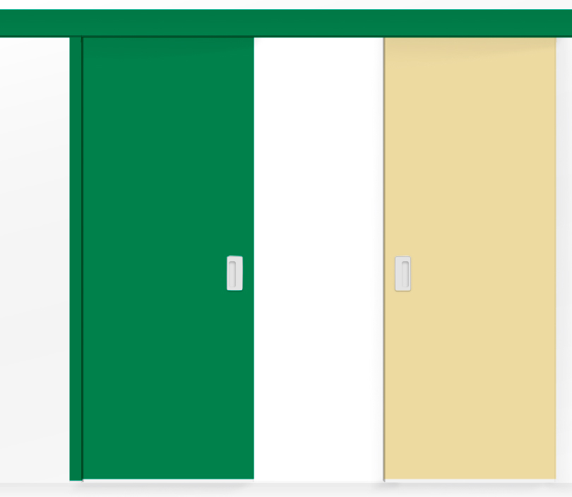Межкомнатная двустворчатая дверь купе ПВХ глухая двухцветная