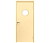 Влагостойкая дверь ПВХ EtaDoor с иллюминатором ванильная одностворчатая с ПВХ кромкой