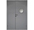 Влагостойкая дверь ПВХ EtaDoor с иллюминатором серая полуторастворчатая с ПВХ кромкой